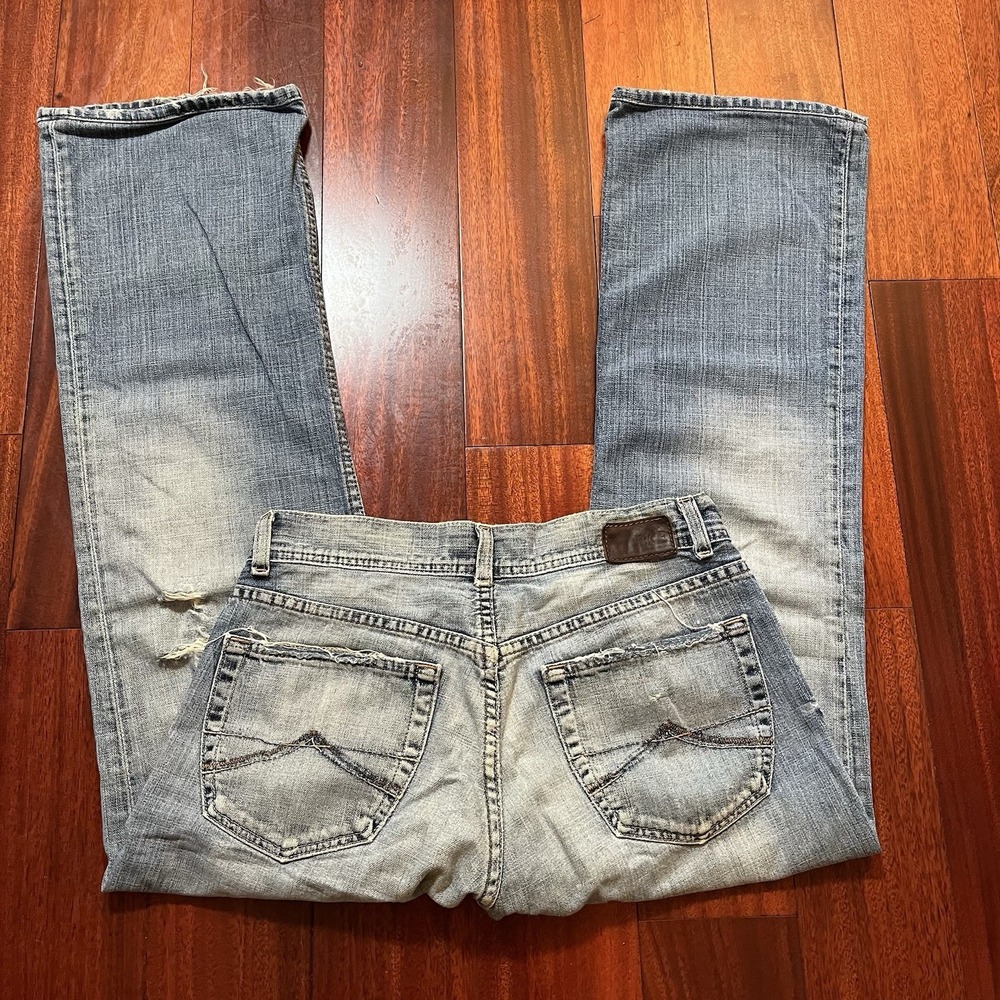 Bke Jeans Mens 31x32 (32x30) Justin Bootcut Distressed Blue Light Wash Western